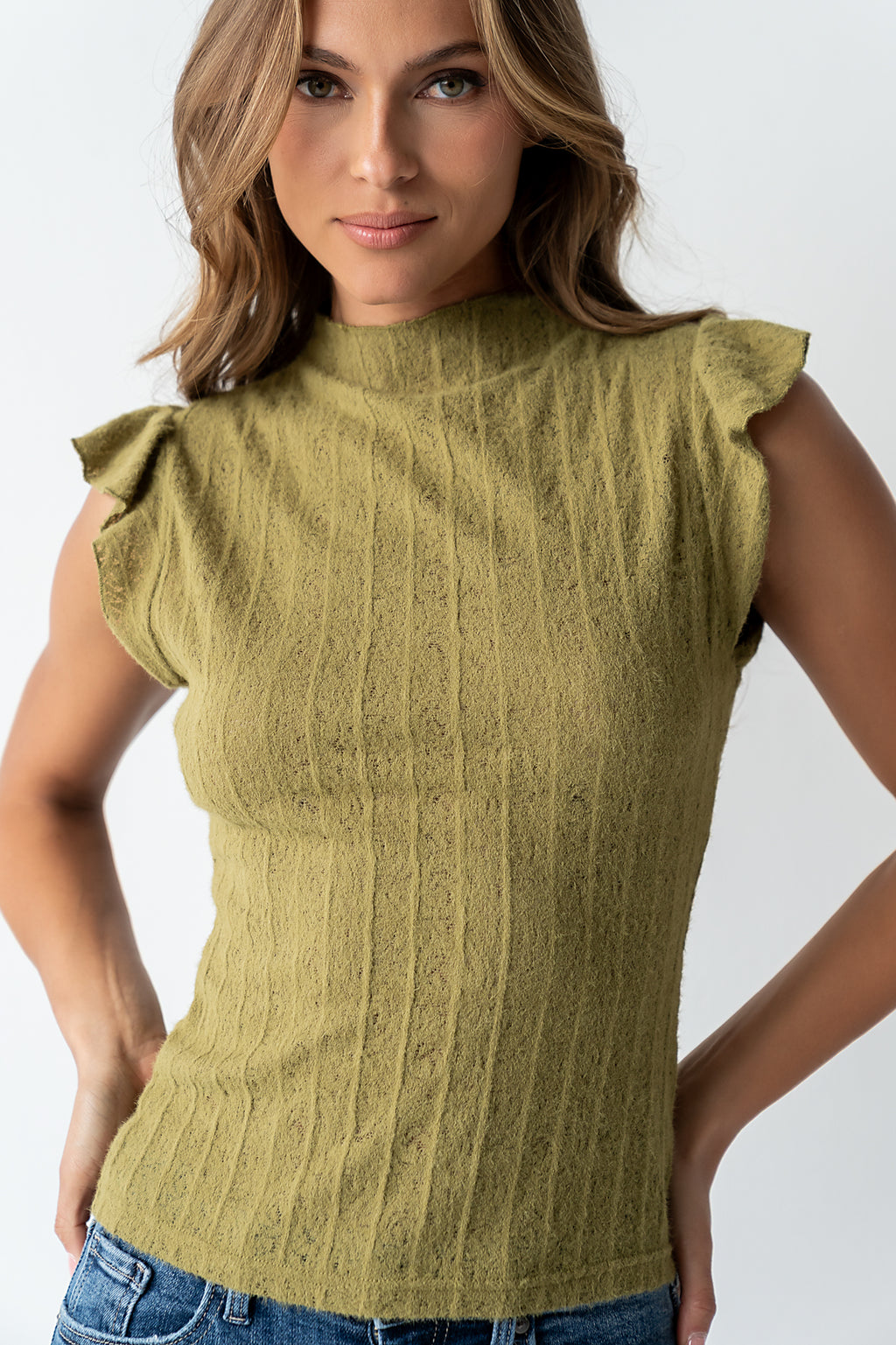 Lue Sheer Top in Olive - FINAL SALE