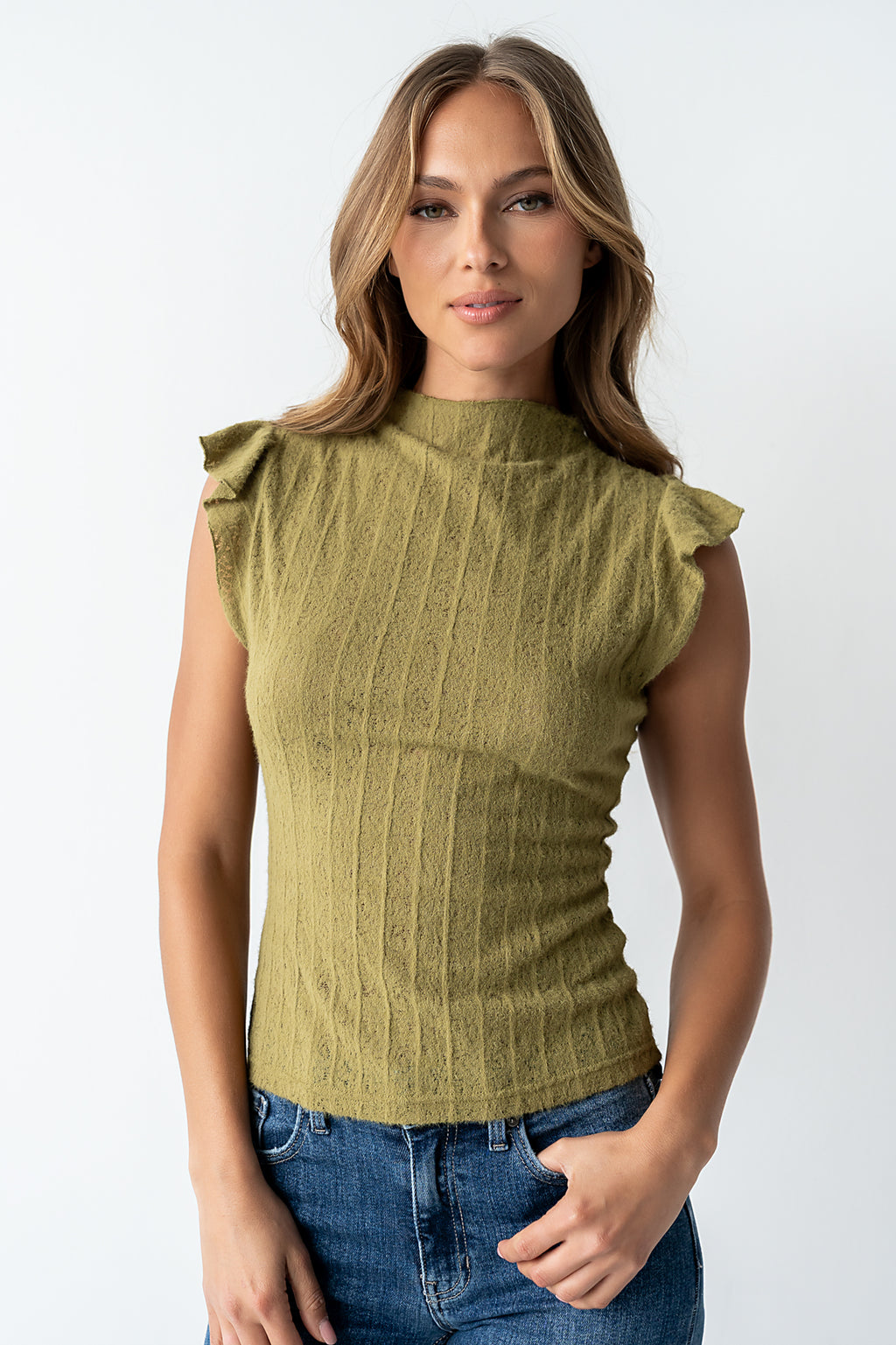 Lue Sheer Top in Olive - FINAL SALE