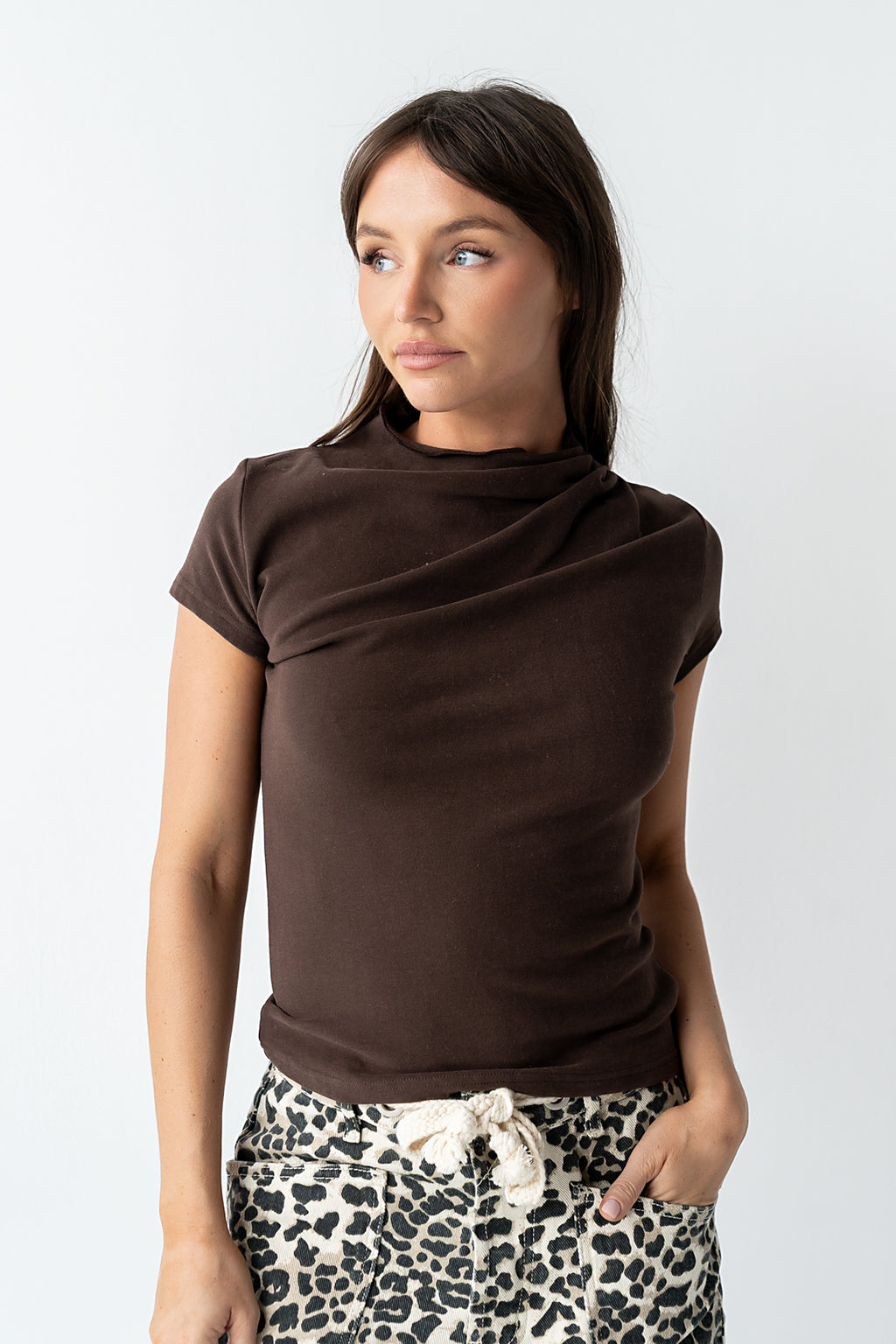 Marilyn Gathered Top in Brown