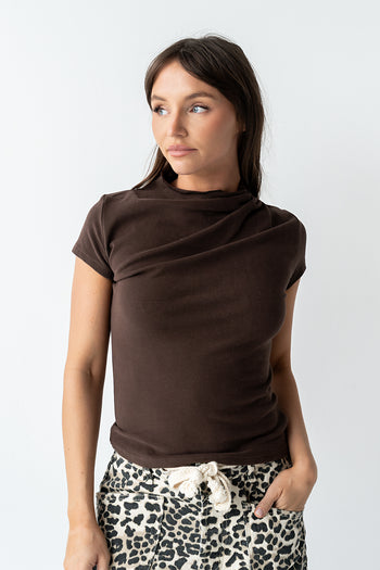 Marilyn Gathered Top in Brown
