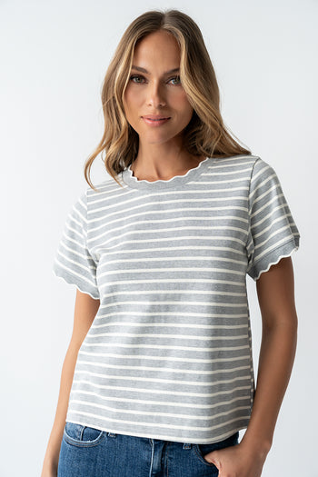 Walker Scalloped Top in Grey - FINAL SALE