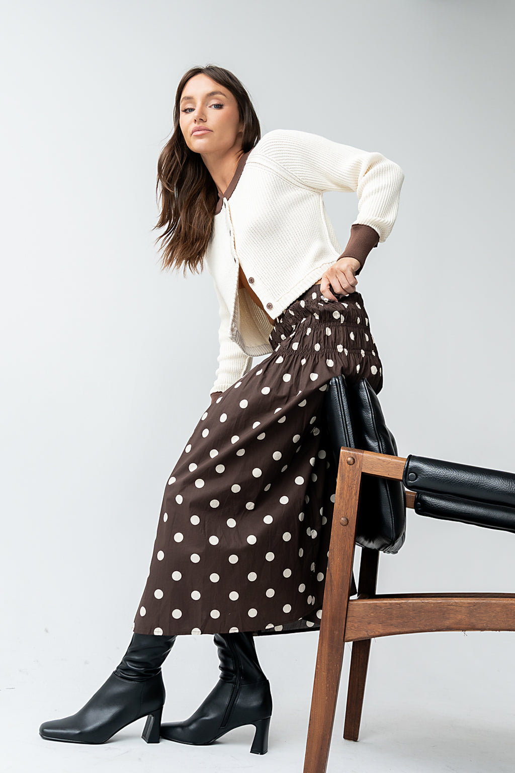 Ella Contrast Cardigan in Cream - FINAL SALE