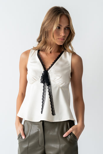 Kendall Satin Top in Cream