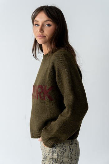 Suzie Graphic Sweater in Olive - FINAL SALE