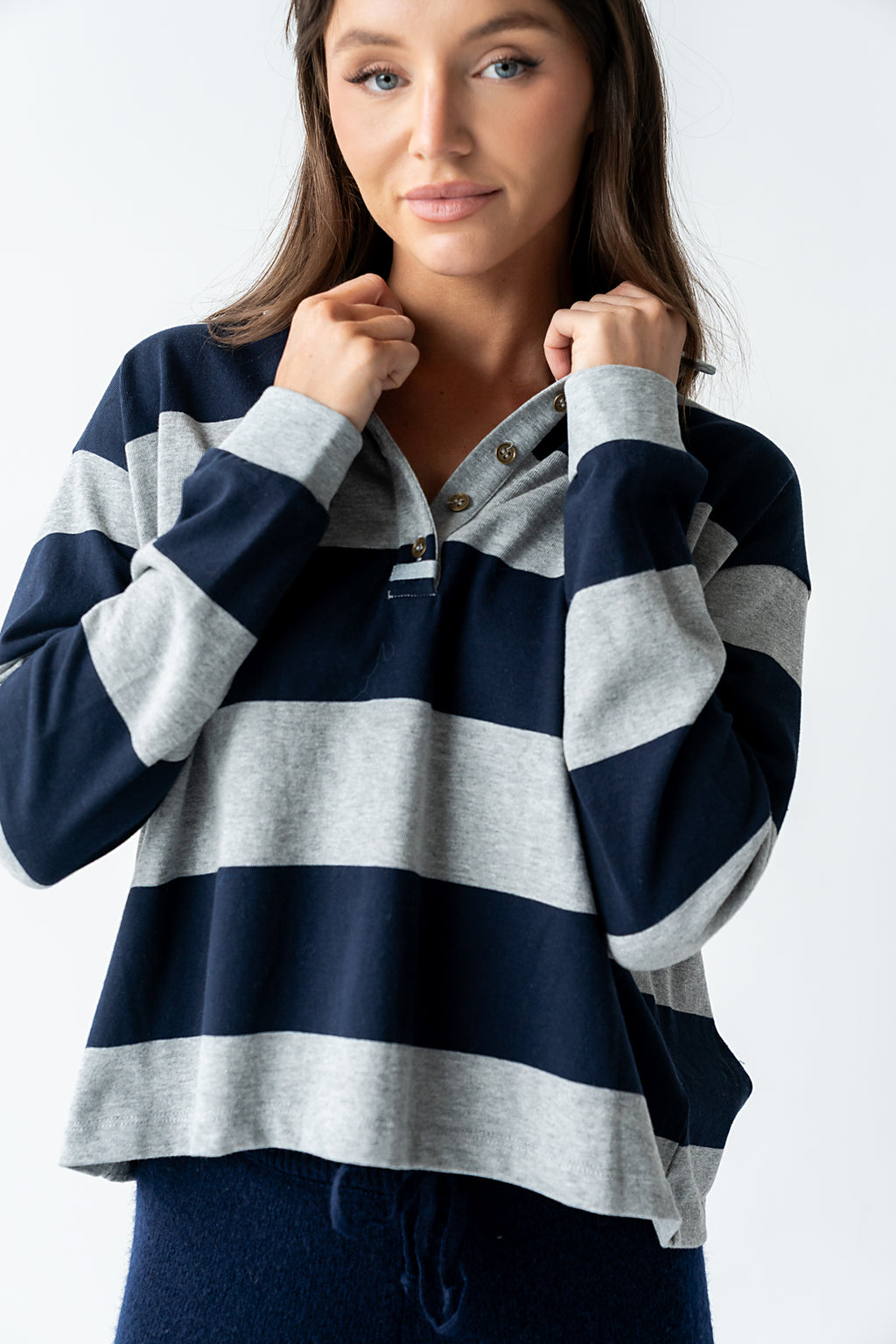 Kaysen Striped Top in Navy - FINAL SALE