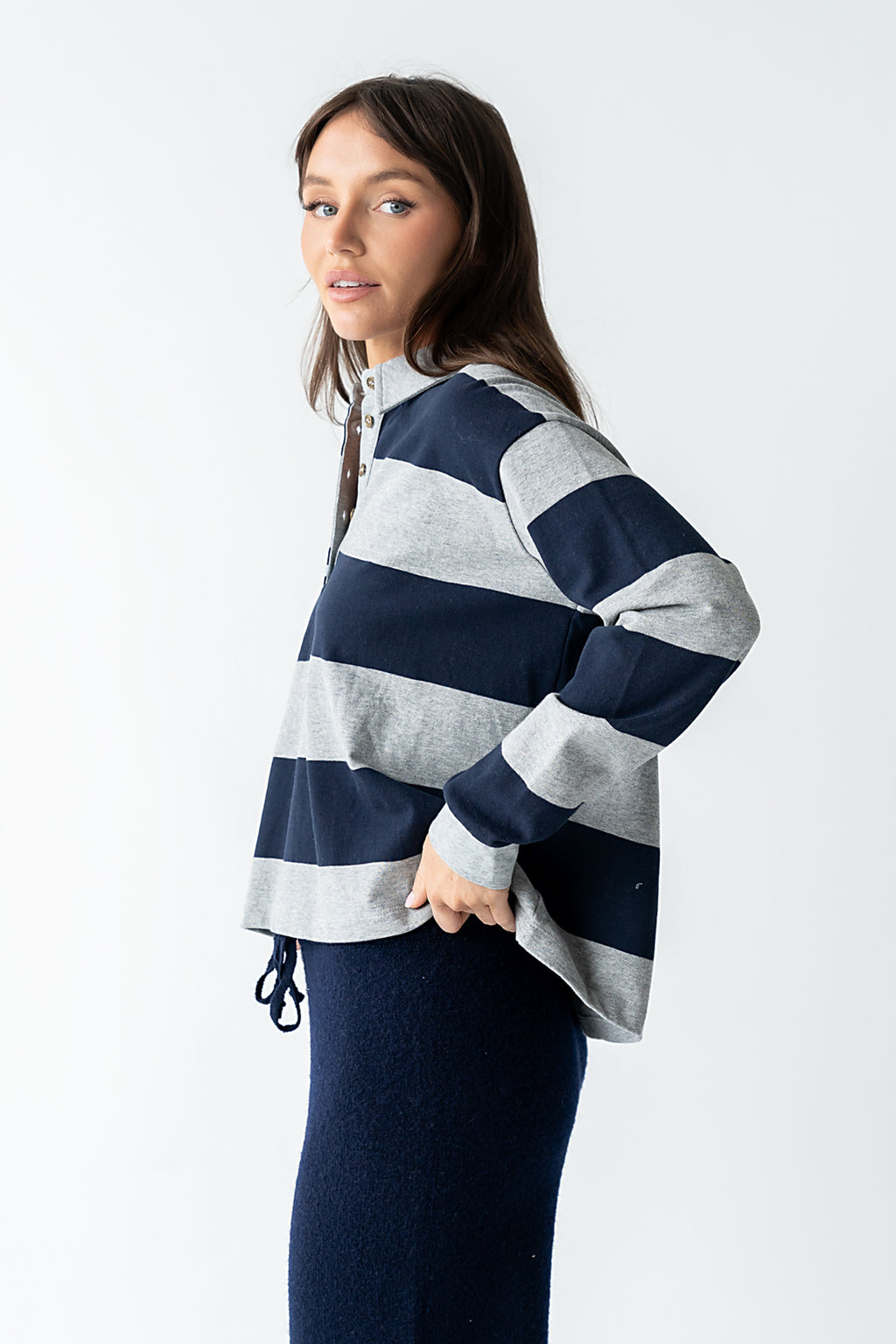 Kaysen Striped Top in Navy - FINAL SALE