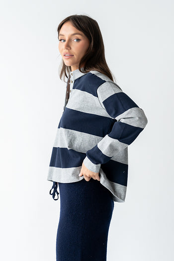 Kaysen Striped Top in Navy - FINAL SALE