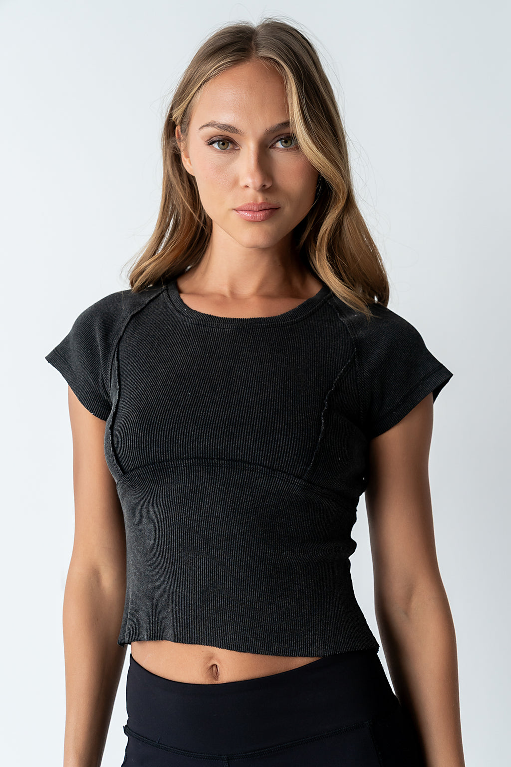 Millie Reverse Seam Top in Black - FINAL SALE