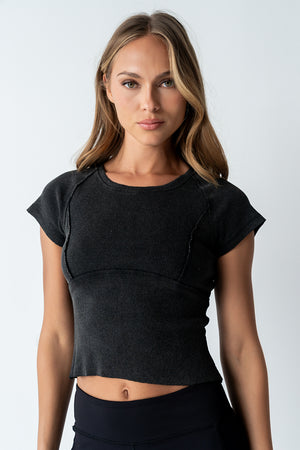 Millie Reverse Seam Top in Black - FINAL SALE