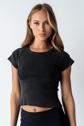 Millie Reverse Seam Top in Black - FINAL SALE