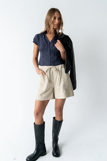 Lacie Striped Blouse in Navy