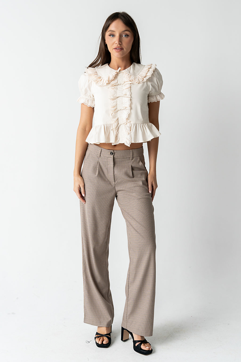 Chrissy Lace Trim Blouse in Cream