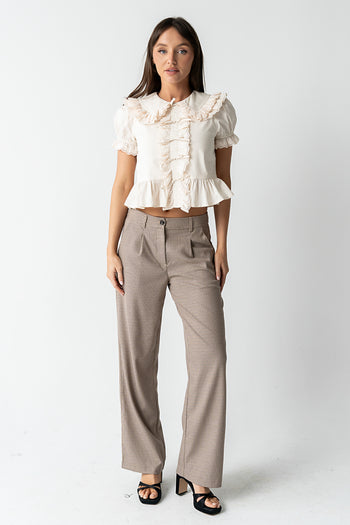 Chrissy Lace Trim Blouse in Cream