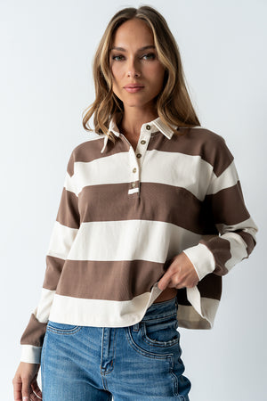 Kaysen Striped Top in Taupe - FINAL SALE