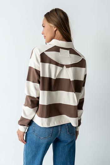 Kaysen Striped Top in Taupe - FINAL SALE