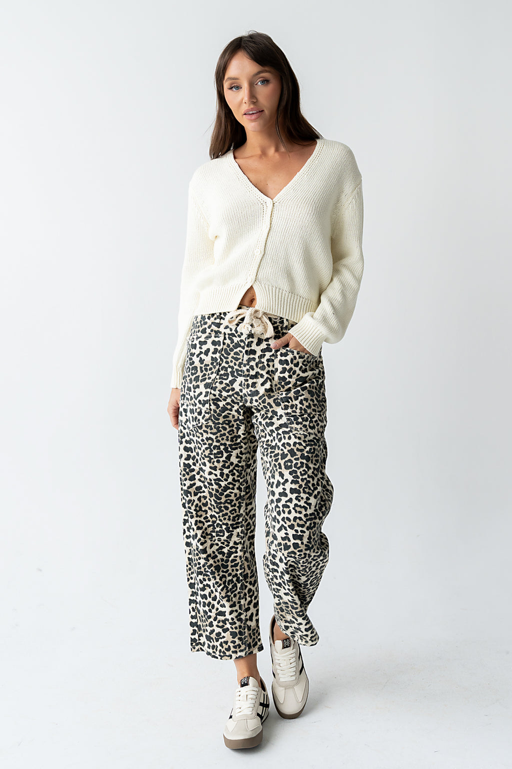 Leopard Barrel Jeans Vrouwen, Baggy Barrel Jeans Casual Boyfriend Mid