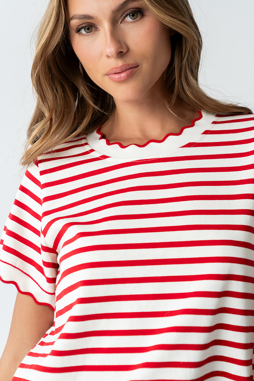 Walker Scalloped Top in Red - FINAL SALE