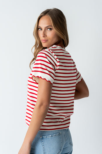 Walker Scalloped Top in Red - FINAL SALE