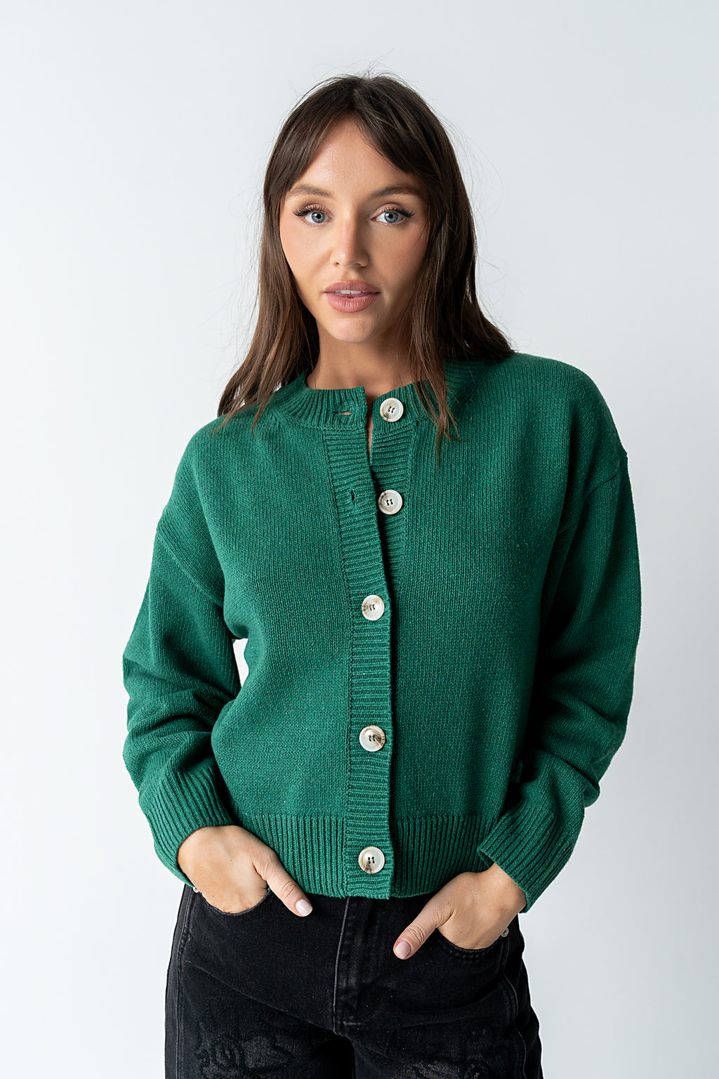 Kasen Knit Cardigan in Green