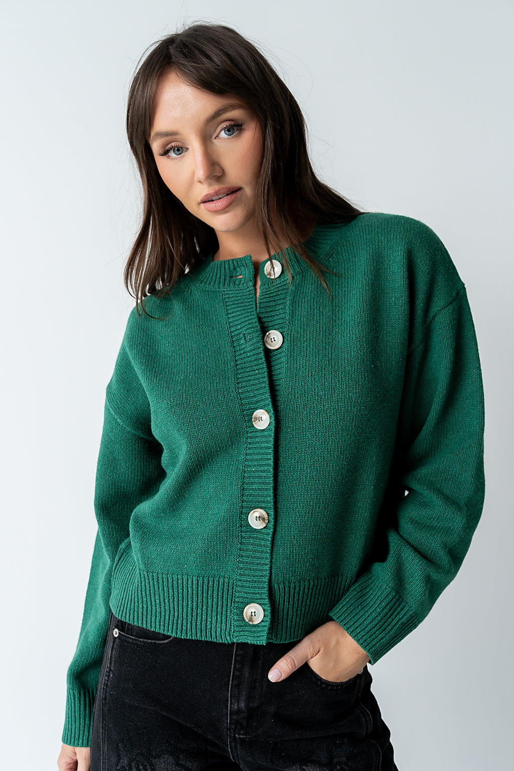 Kasen Knit Cardigan in Green