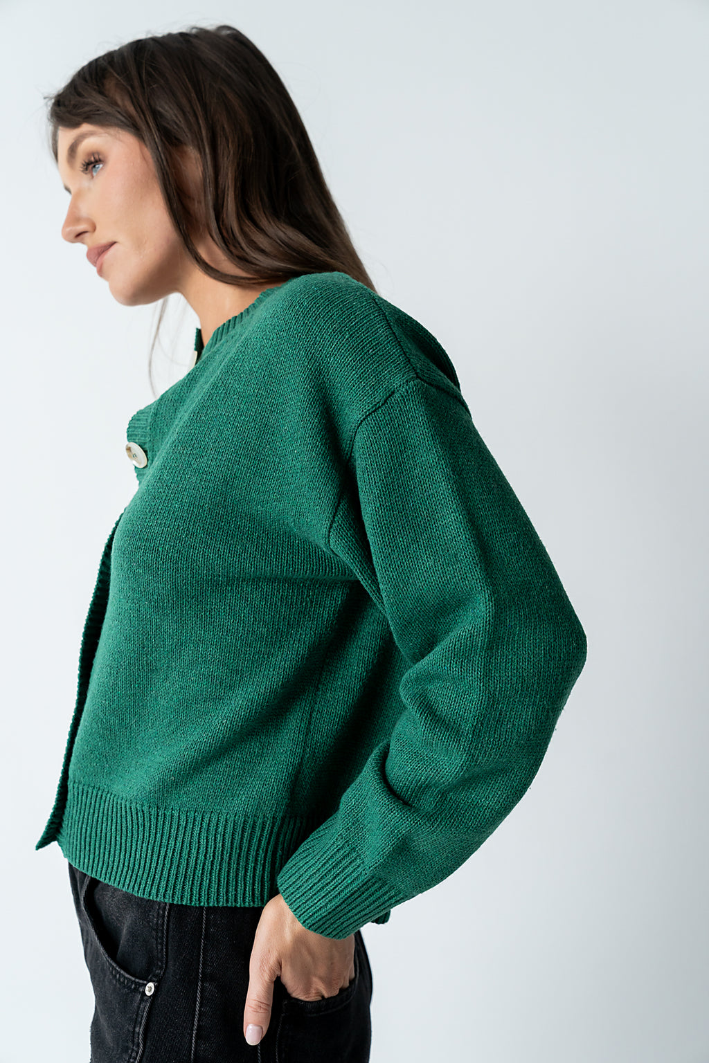 Kasen Knit Cardigan in Green
