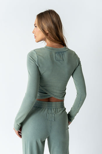 Kassie Crossover Crop Top in Teal