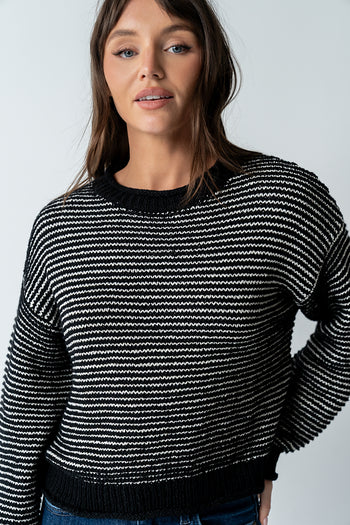Tracey Striped Oversized Sweater in Black