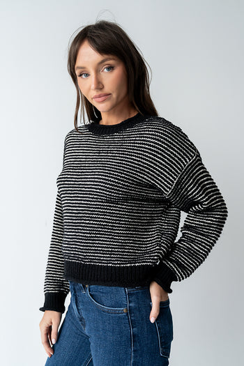 Tracey Striped Oversized Sweater in Black