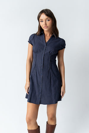 bhme Lockie Pinstripe Mini Dress in Navy - Size Medium, Non Stretch Material bhme Lockie Pinstripe Mini Dress in Navy - Size Medium, Non Stretch Material