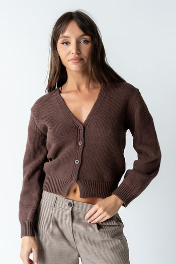 Marlie Knit Cardigan in Brown