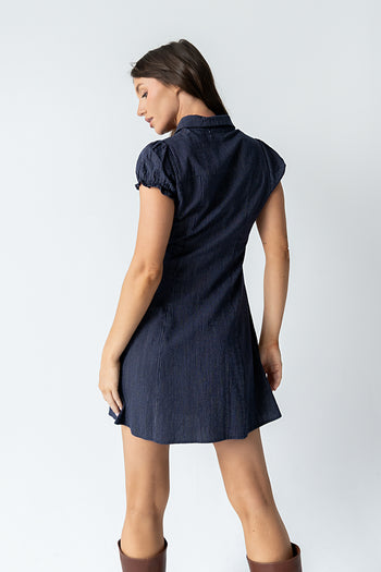 Lockie Pinstripe Mini Dress in Navy