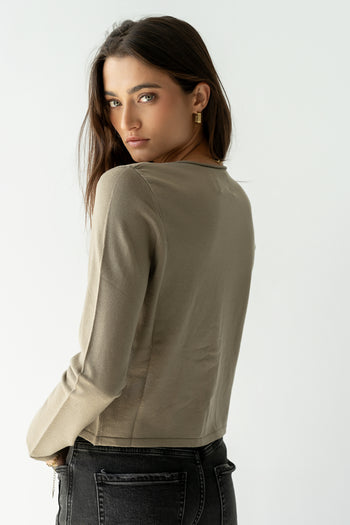 Maddy Button Up Cardigan in Olive - FINAL SALE