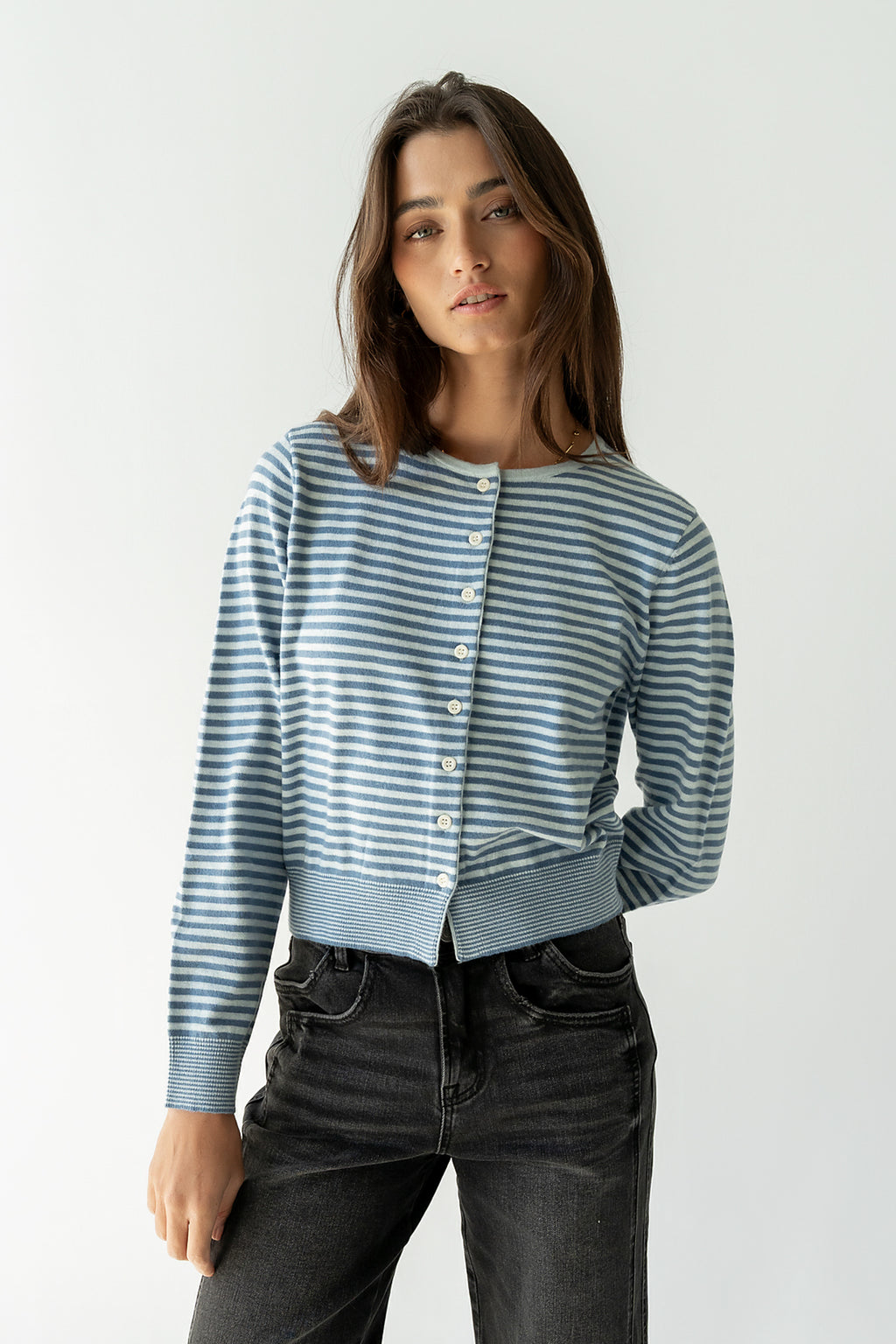 Edesse Striped Cardigan in Blue - FINAL SALE