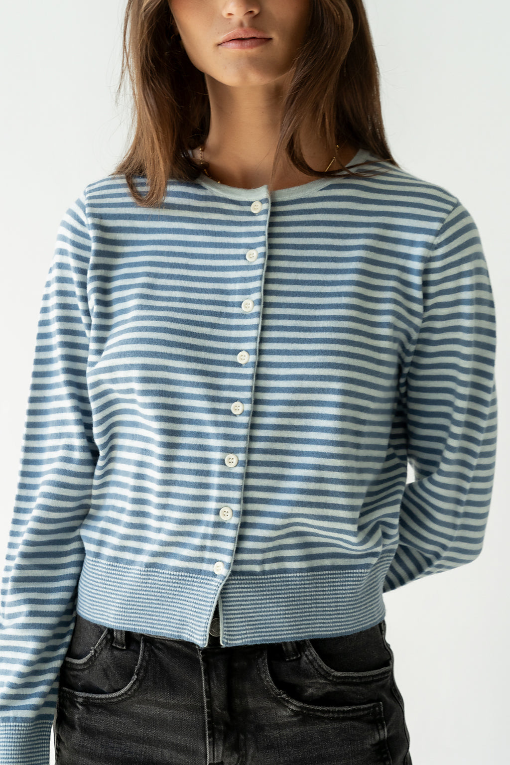Edesse Striped Cardigan in Blue - FINAL SALE