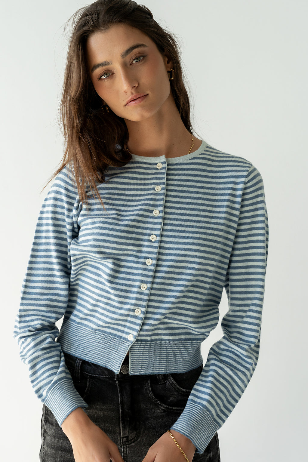 Edesse Striped Cardigan in Blue - FINAL SALE