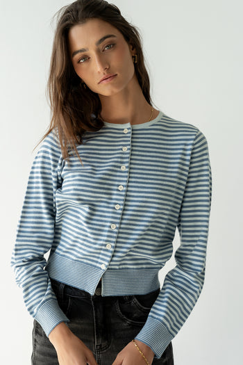 Edesse Striped Cardigan in Blue - FINAL SALE