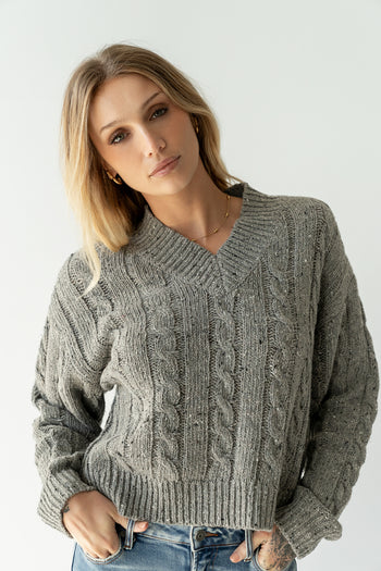 Maxine Speckled Sweater in Heather Grey