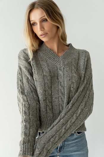 Maxine Speckled Sweater in Heather Grey