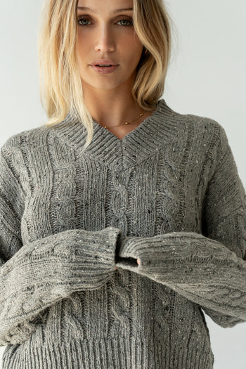 Maxine Speckled Sweater in Heather Grey