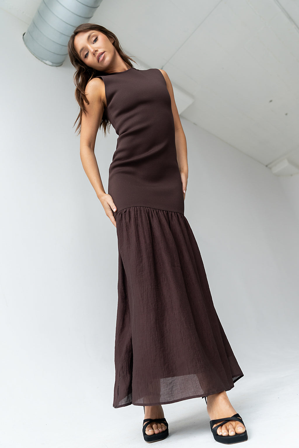 Lindsey Mermaid Maxi Dress in Brown - FINAL SALE