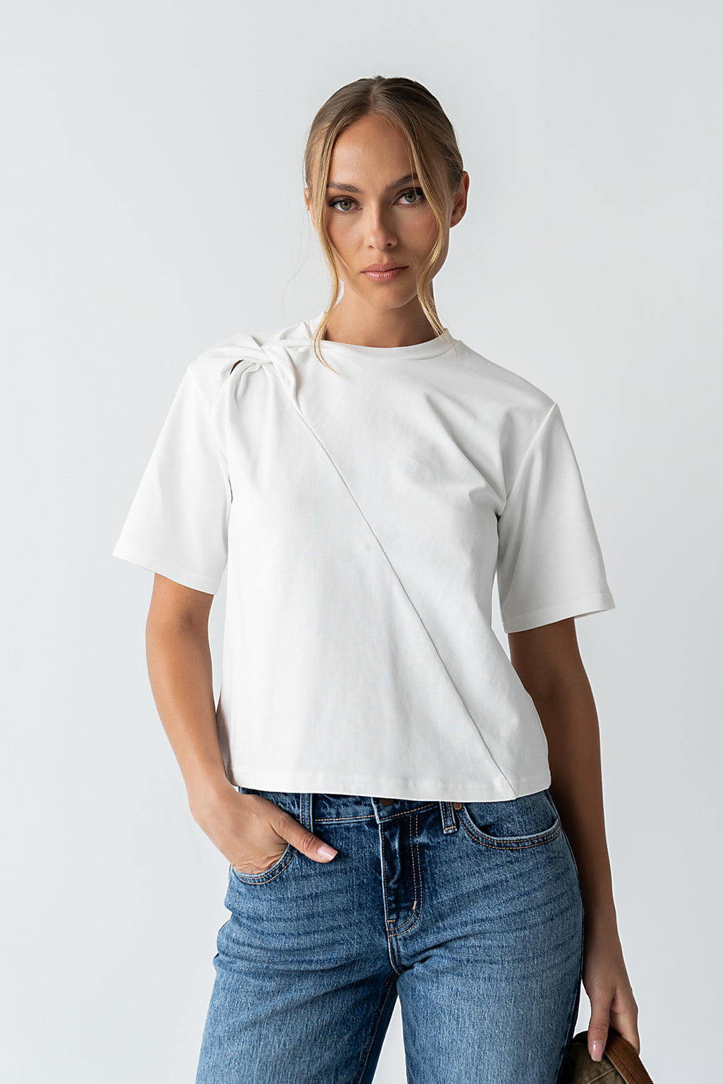 Buckley Knot Top in White - FINAL SALE
