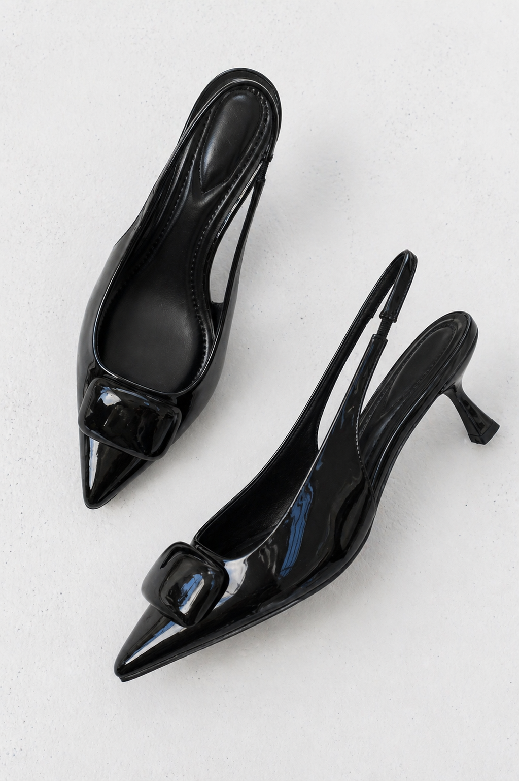 Nena Slingback Heels in Black - FINAL SALE