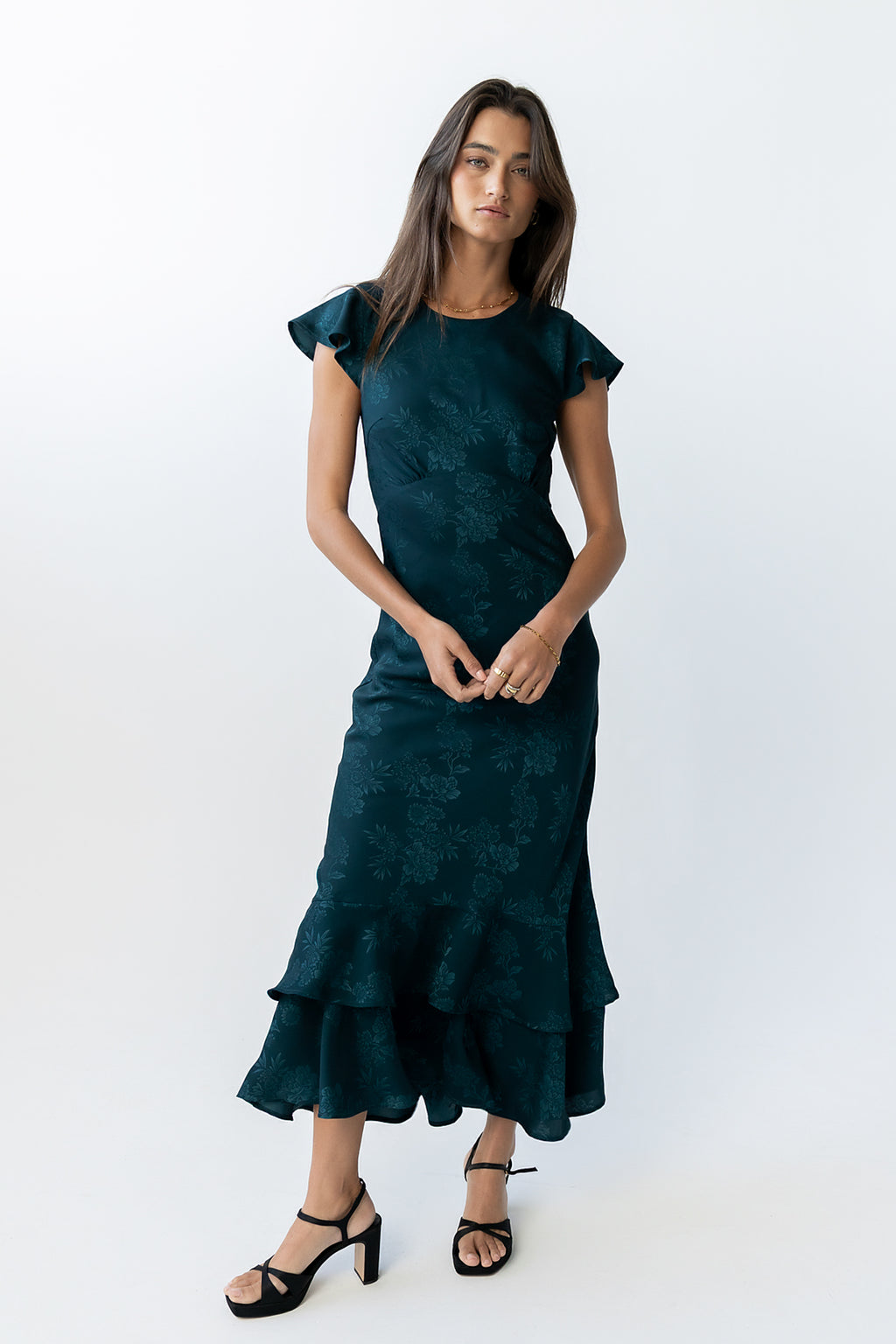 Mateo Floral Maxi Dress in Teal