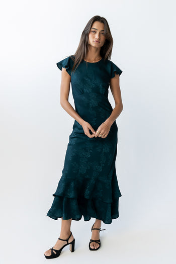 Mateo Floral Maxi Dress in Teal