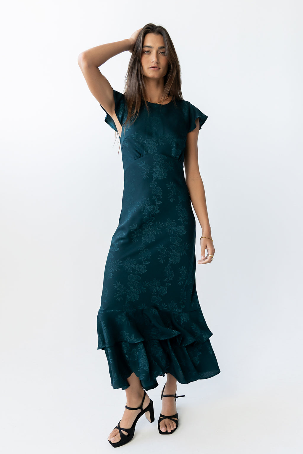 Mateo Floral Maxi Dress in Teal