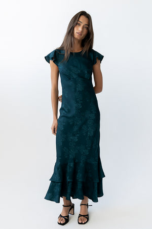 Mateo Floral Maxi Dress in Teal