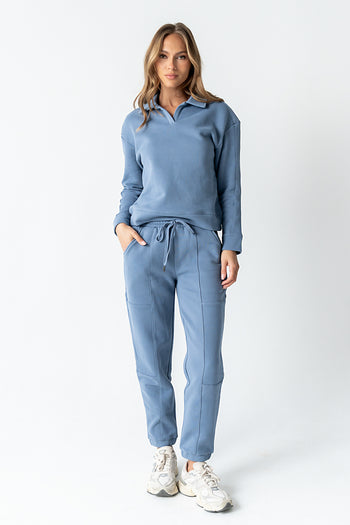 Patricia Collared Sweatshirt in Blue - FINAL SALE