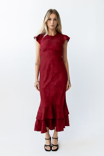 Mateo Floral Maxi Dress in Red