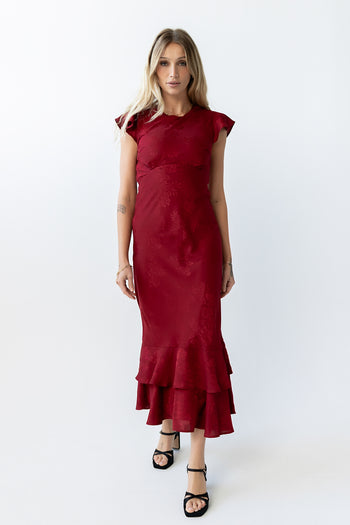 Mateo Floral Maxi Dress in Red