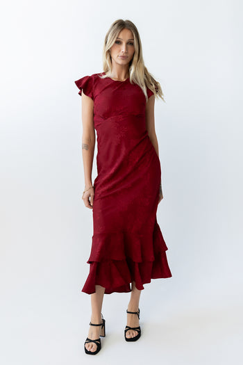 Mateo Floral Maxi Dress in Red